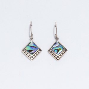 Shell & Silver Earrings - Square Dots- Abalone