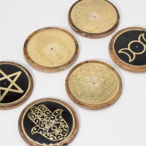 Porte-Encens - Doré & Noir sur Bois de Manguier -  Main de Fatma